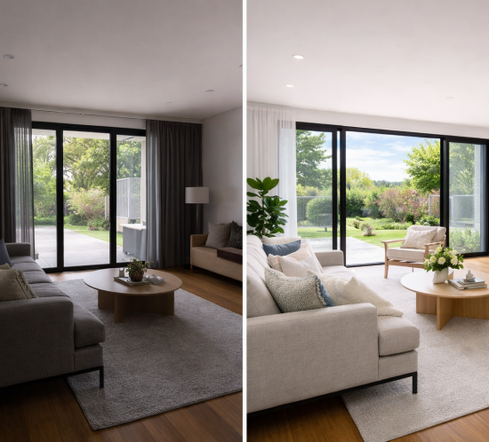 Before and after property photos, good vs bad